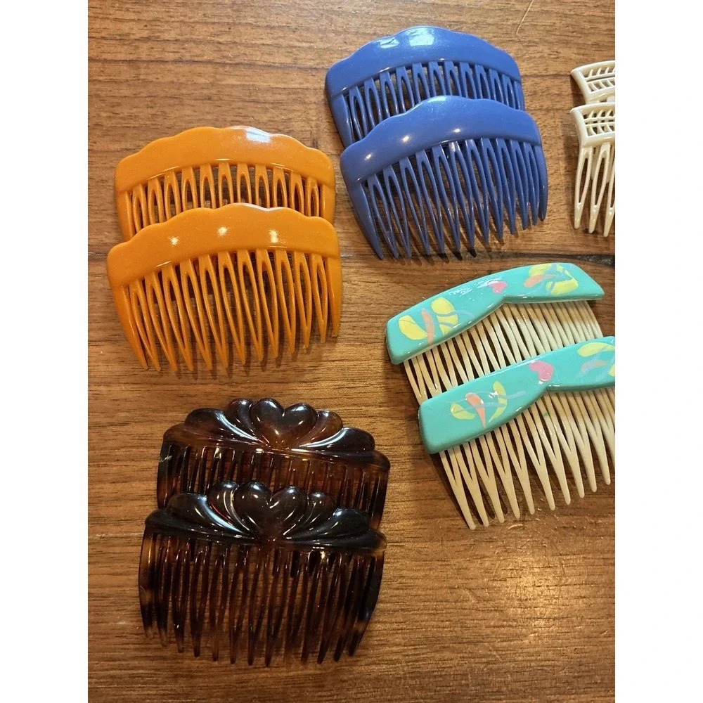 Lot Vintage Hair Combs France Plastic